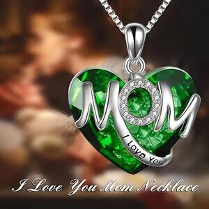 1pc Thanksgiving Heart With MOM Pendant Necklace,"I Love You", Christmas Jewelry